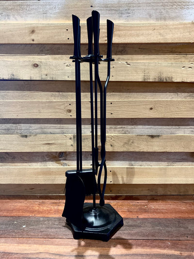 Heavy duty black iron 4 piece tool set & stand (6609921278150)