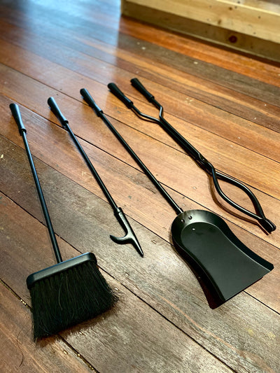 Heavy duty black iron 4 piece tool set & stand (6609921278150)